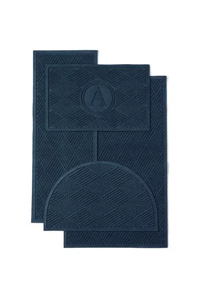 Lands' End Matterly Waterhog Doormat Diamond In Blue