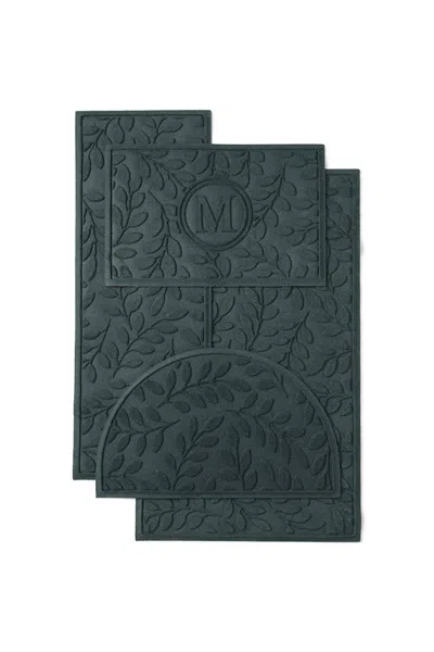 Lands' End Matterly Waterhog Doormat Leaf In Blue