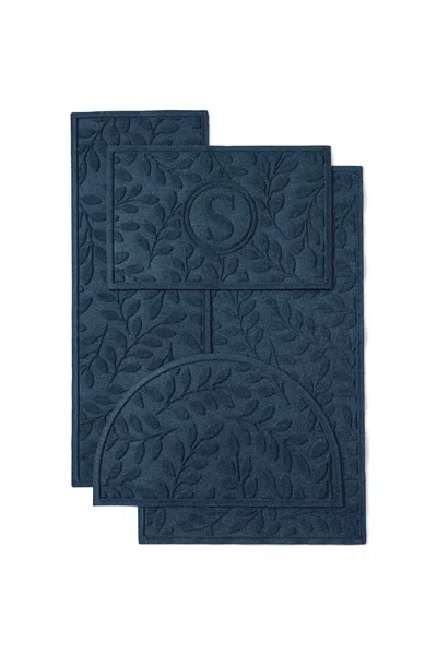 Lands' End Matterly Waterhog Doormat Leaf In Blue