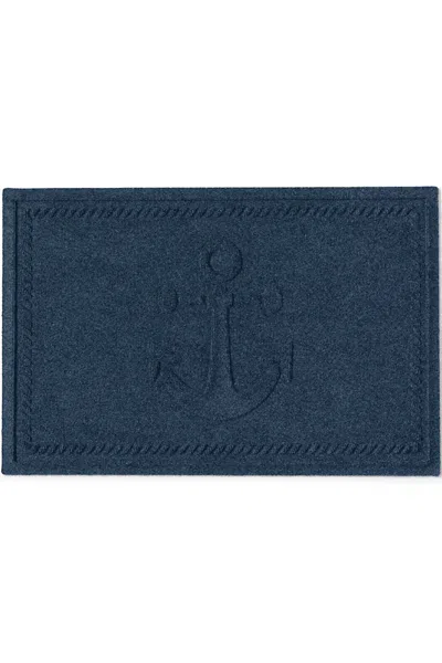 Lands' End Matterly Waterhog Doormat Ship's Anchor In Blue