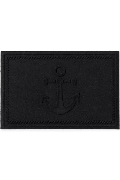 Lands' End Matterly Waterhog Doormat Ship's Anchor In Black
