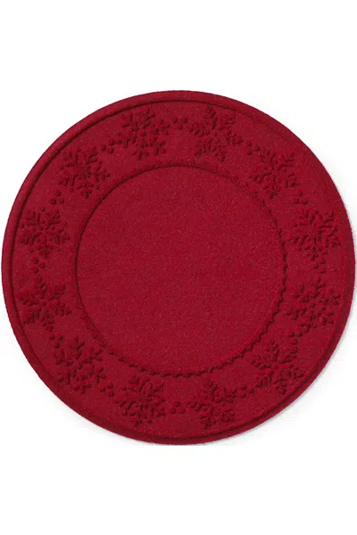 Lands' End Matterly Waterhog Floor Mat Snowflakes In Red