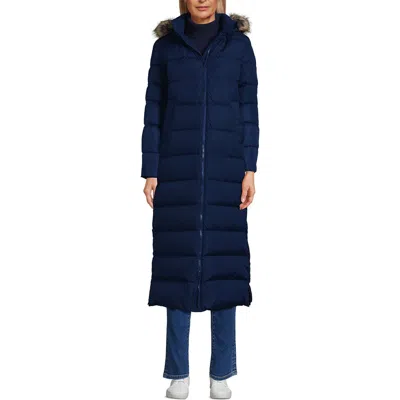 Lands' End Max 600 Down Long Maxi Coat In Blue