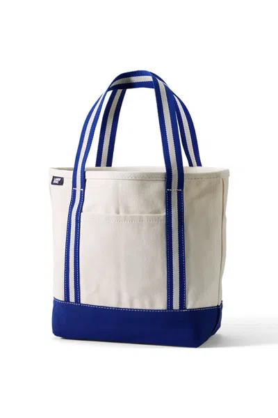 Lands' End Medium 5 Pocket Open Top Canvas Tote Bag In Blue
