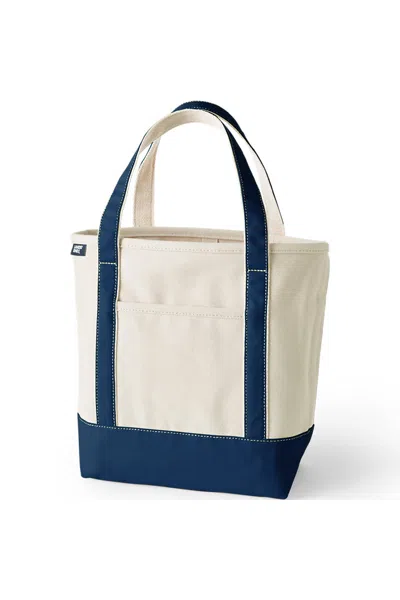 Lands' End Medium 5 Pocket Open Top Canvas Tote Bag In Blue