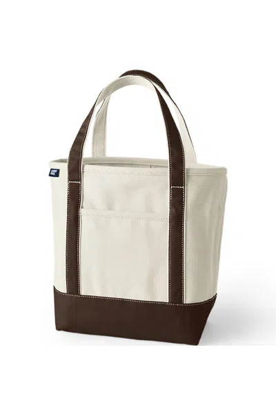 Lands' End Medium 5 Pocket Open Top Canvas Tote Bag In Brown