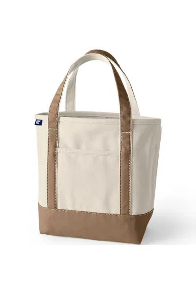 Lands' End Medium 5 Pocket Open Top Canvas Tote Bag In Brown
