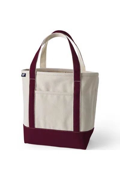 Lands' End Medium 5 Pocket Open Top Canvas Tote Bag In Ivory