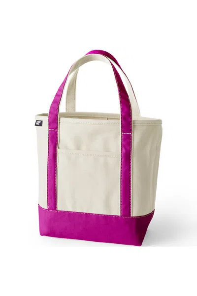 Lands' End Medium 5 Pocket Open Top Canvas Tote Bag In Ivory
