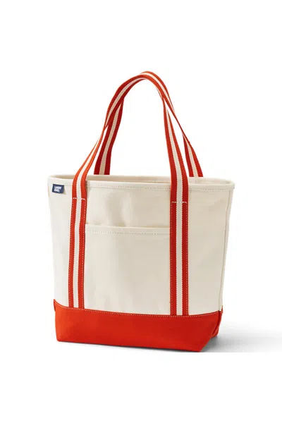 Lands' End Medium 5 Pocket Open Top Canvas Tote Bag In Orange