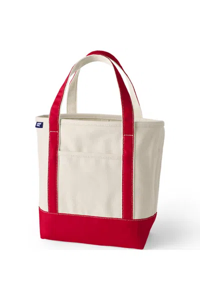 Lands' End Medium 5 Pocket Open Top Canvas Tote Bag In Red