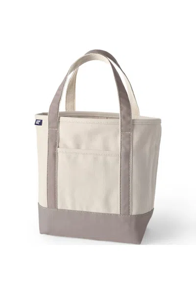 Lands' End Medium 5 Pocket Open Top Canvas Tote Bag In Tan