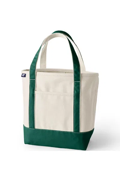 Lands' End Medium 5 Pocket Open Top Canvas Tote Bag In White