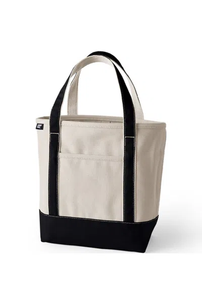 Lands' End Medium 5 Pocket Open Top Canvas Tote Bag In White