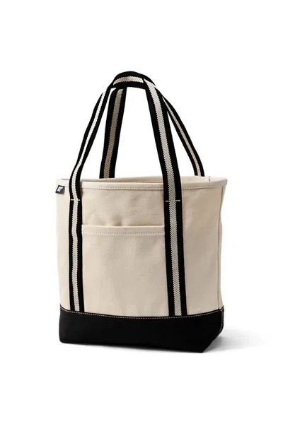 Lands' End Medium 5 Pocket Open Top Canvas Tote Bag In White