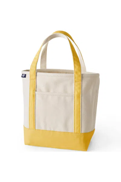 Lands' End Medium 5 Pocket Open Top Canvas Tote Bag In White