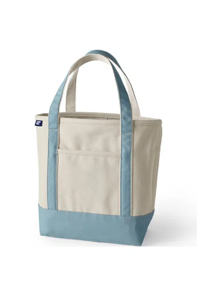 Lands' End Medium 5 Pocket Open Top Canvas Tote Bag In White