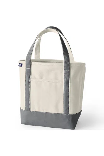 Lands' End Medium 5 Pocket Open Top Canvas Tote Bag In White
