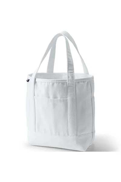Lands' End Medium 5 Pocket Open Top Canvas Tote Bag In White