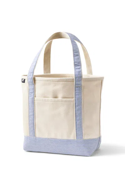 Lands' End Medium 5 Pocket Open Top Canvas Tote Bag In White