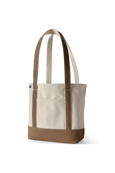 Lands' End Medium 5 Pocket Open Top Long Handle Canvas Tote Bag In Red