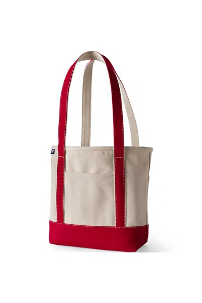 Lands' End Medium 5 Pocket Open Top Long Handle Canvas Tote Bag In Black