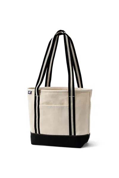 Lands' End Medium 5 Pocket Open Top Long Handle Canvas Tote Bag In White