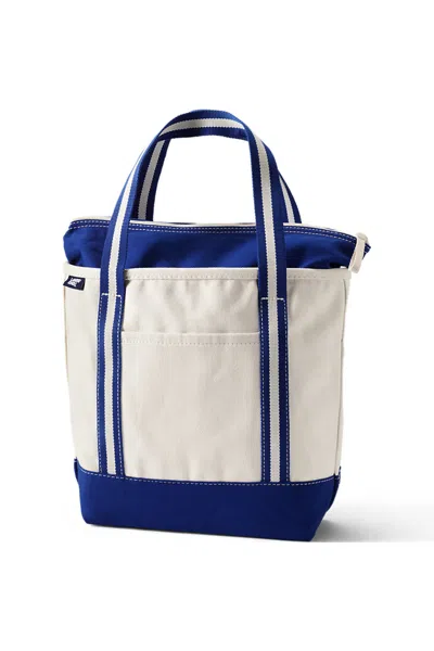 Lands' End Medium 5 Pocket Zip Top Canvas Tote Bag In Blue