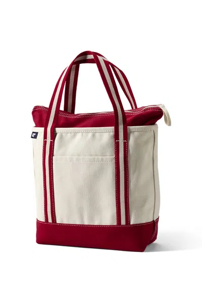 Lands' End Medium 5 Pocket Zip Top Canvas Tote Bag In Ivory
