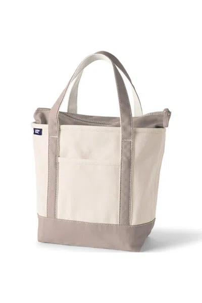 Lands' End Medium 5 Pocket Zip Top Canvas Tote Bag In Tan