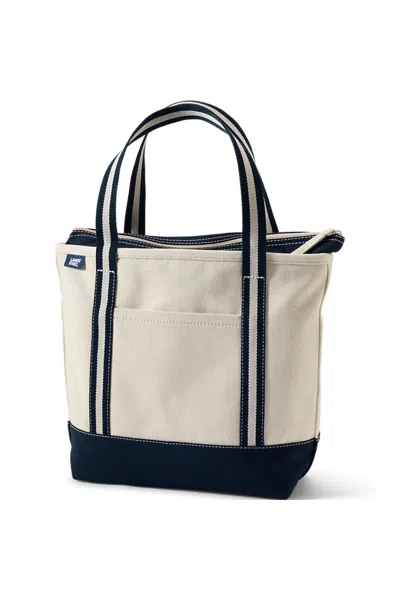 Lands' End Medium 5 Pocket Zip Top Canvas Tote Bag In Blue