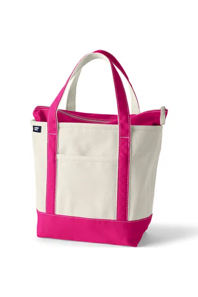 Lands' End Medium 5 Pocket Zip Top Canvas Tote Bag In Purple