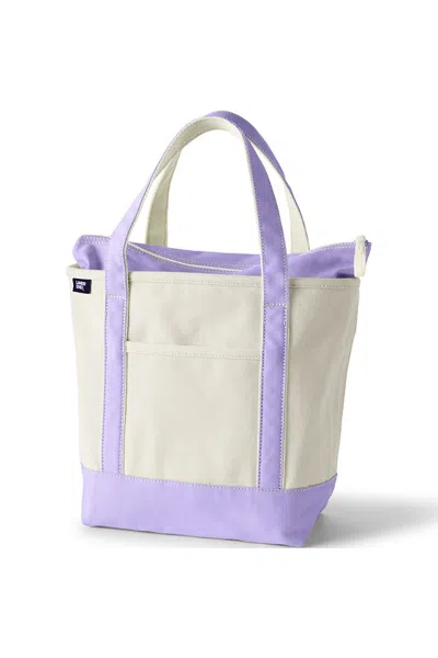 Lands' End Medium 5 Pocket Zip Top Canvas Tote Bag In Orange
