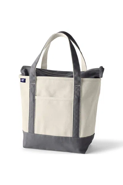 Lands' End Medium 5 Pocket Zip Top Canvas Tote Bag In Pink