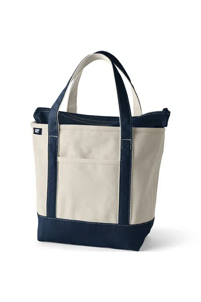 Lands' End Medium 5 Pocket Zip Top Canvas Tote Bag In Orange