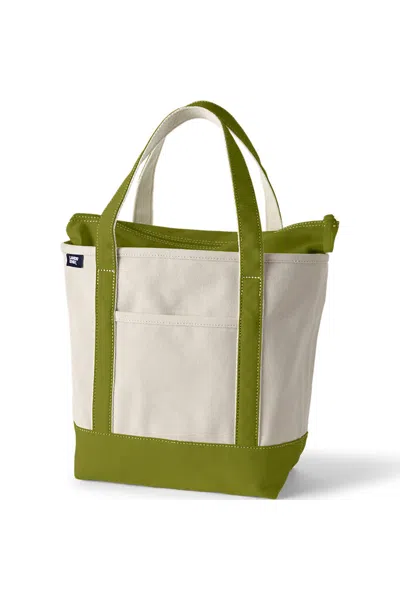 Lands' End Medium 5 Pocket Zip Top Canvas Tote Bag In Multi
