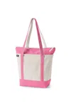 Lands' End Medium 5 Pocket Zip Top Long Handle Canvas Tote Bag In White