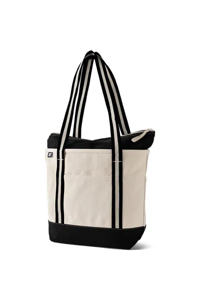 Lands' End Medium 5 Pocket Zip Top Long Handle Canvas Tote Bag In Brown
