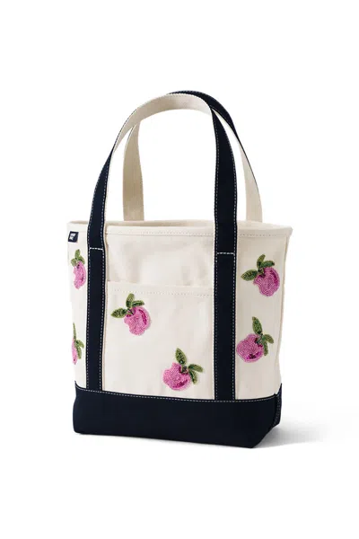 Lands' End Medium Applique Open Top Canvas Tote In Blue