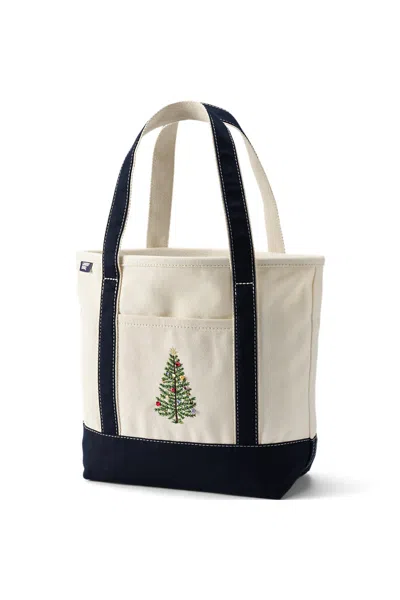 Lands' End Medium Applique Open Top Canvas Tote In Ivory