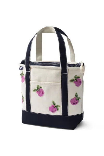 Lands' End Medium Applique Zip Top Canvas Tote In Blue