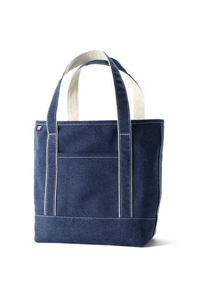 Lands' End Medium Denim Open Top Tote Bag In Blue