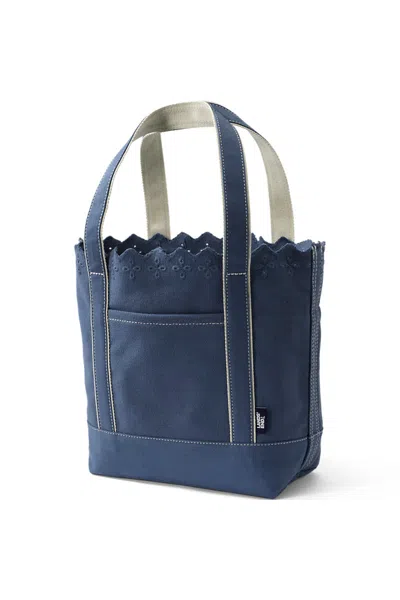 Lands' End Medium Eyelet Canvas Open Top Tote In Blue