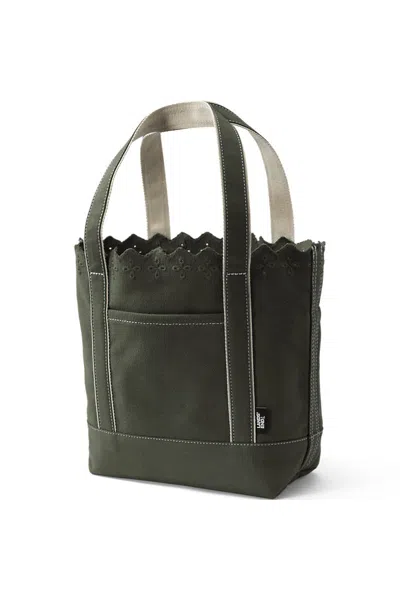Lands' End Medium Eyelet Canvas Open Top Tote In Green