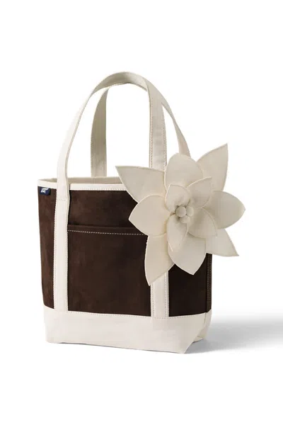 Lands' End Medium Faux Suede Applique Open Top Tote Bag In Brown