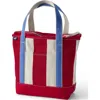 Lands' End Medium Print 5 Pocket Open Top Canvas Tote Bag