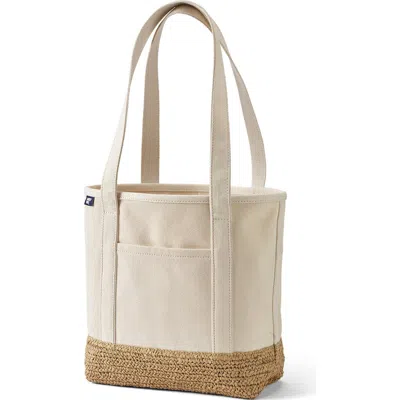 Lands' End Medium Print 5 Pocket Open Top Canvas Tote Bag In Neutral