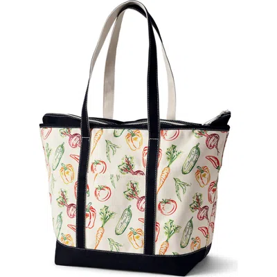 Lands' End Medium Print 5 Pocket Open Top Canvas Tote Bag In Multi