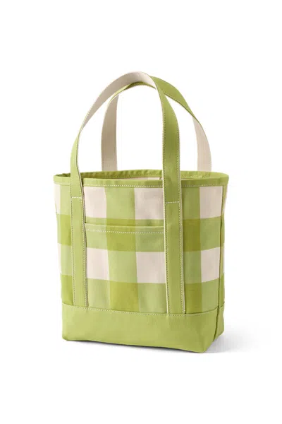 Lands' End Medium Print 5 Pocket Open Top Canvas Tote Bag In Red