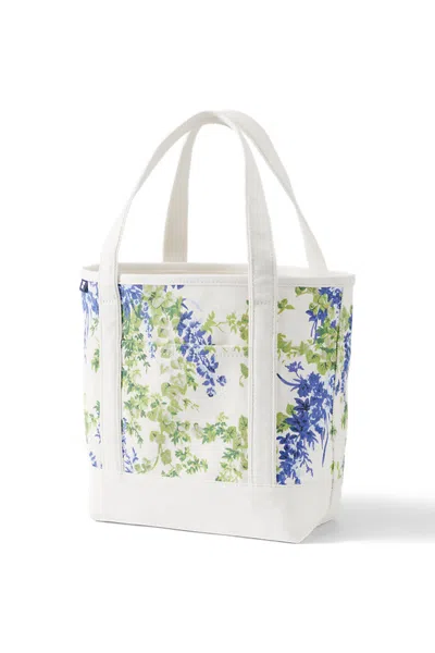 Lands' End Medium Print 5 Pocket Open Top Canvas Tote Bag In Ivory
